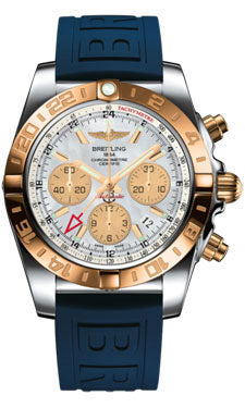 Breitling Chronomat 44 GMT CB042012/A739 Steel and Gold on Diver-Pro-iii-Blue-Folding Men's Watch