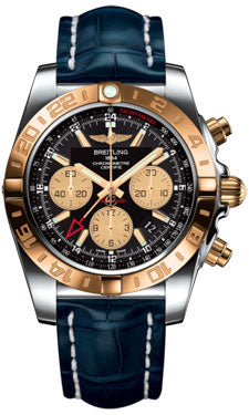 Breitling Chronomat 44 GMT CB042012/BB86 Steel and Gold on croco-blue-tang Men's Watch