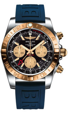 Breitling Chronomat 44 GMT CB042012/BB86 Steel and Gold on Diver-Pro-iii-Blue-Folding Men's Watch