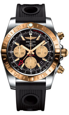 Breitling Chronomat 44 GMT CB042012/BB86 Steel and Gold on Ocean-Racer-Black-Folding Men's Watch