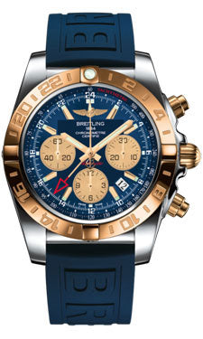 Breitling Chronomat 44 GMT CB042012/C858 Steel and Gold on Diver-Pro-iii-Blue-Folding Men's Watch