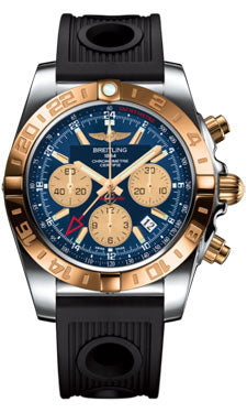 Breitling Chronomat 44 GMT CB042012/C858 Steel and Gold on Ocean-Racer-Black-Folding Men's Watch