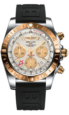 Breitling Chronomat 44 GMT CB042012/G755 Steel and Gold on Diver-Pro-iii-Black-Folding Men's Watch