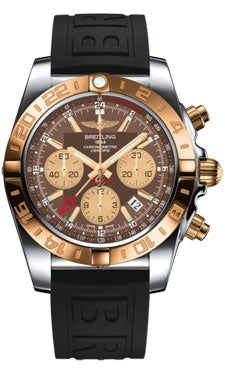 Breitling Chronomat 44 GMT CB042012/Q590 Steel and Gold on Diver-Pro-iii-Black-Folding Men's Watch