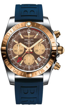 Breitling Chronomat 44 GMT CB042012/Q590 Steel and Gold on Diver-Pro-iii-blue-Folding Men's Watch