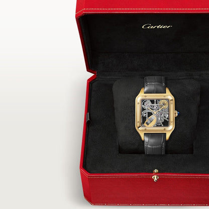 Cartier Santos-Dumont skeleton watch equipped with a micro-rotor WHSA0043