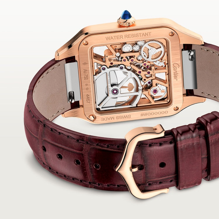 Cartier Santos-Dumont skeleton watch equipped with a micro-rotor WHSA0030
