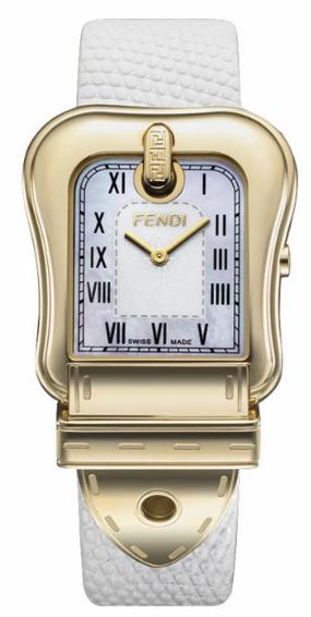 Fendi'B.Ladies Watch F373144 Gold Plated Case Mother of Pearl Dial