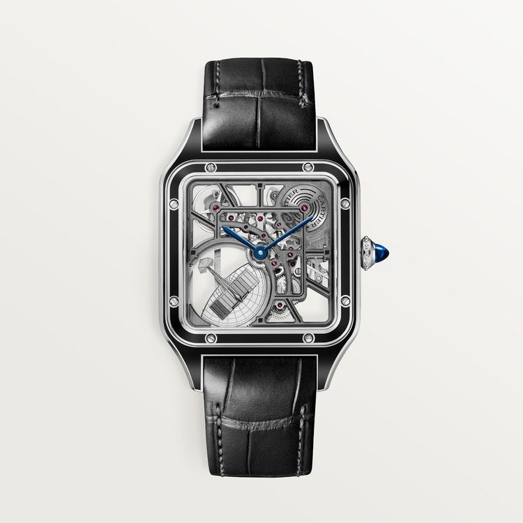 Cartier Santos-Dumont skeleton watch equipped with a micro-rotor WHSA0044
