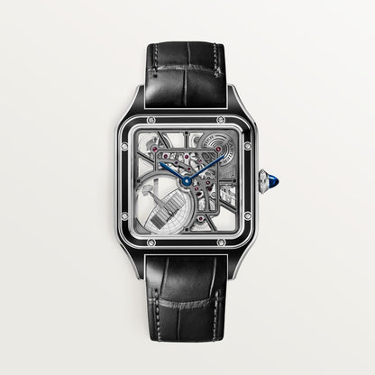 Cartier Santos-Dumont skeleton watch equipped with a micro-rotor WHSA0044