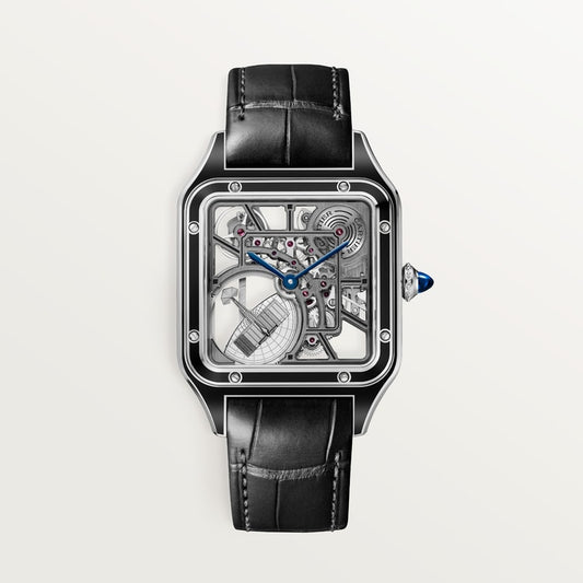 Cartier Santos-Dumont skeleton watch equipped with a micro-rotor WHSA0044