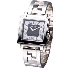 Fendi Quadro women watch- Silver Dial Stainless Steel Case Quartz Movement F605011000