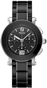 Fendi Watch, Women's Swiss Chronograph Black Ceramic and Stainless Steel Bracelet F661110