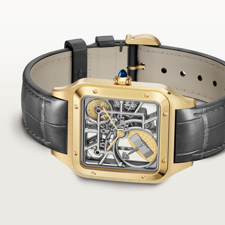 Cartier Santos-Dumont skeleton watch equipped with a micro-rotor WHSA0043