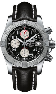 Breitling Avenger II A1338111/BC33 Black Leather Tang Mens Watch