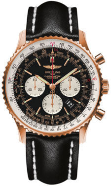 Breitling Navitimer 01 RB012721/BD10 46mm Red Gold Leather Black Strap Tang Mens Watch