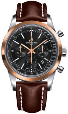 Breitling Transocean Chronograph Steel And Gold Case UB015212/BC74 Brown Leather deployant Mens Watch