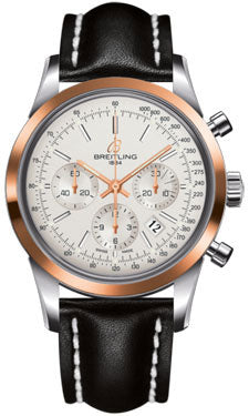 Breitling Transocean Chronograph Steel And Gold Case UB015212/G777 Leather deployant Mens Watch