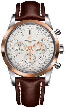 Breitling Transocean Chronograph Steel And Gold Case UB015212/G777 Brown Leather deployant Mens Watch