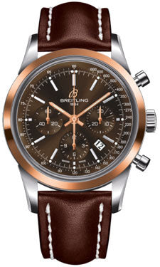 Breitling Transocean Chronograph Steel And Gold Case UB015212/Q594 Brown Leather deployant Mens Watch