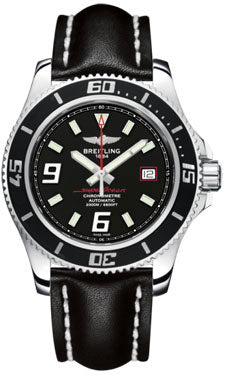 Breitling Superocean 44 Polished Steel A17391A8/BA76 Leather Black Deployant Mens Watch