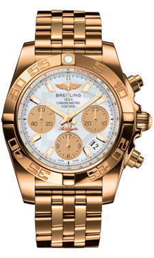 Breitling Chronomat 41 Rose Gold Polished Bezel - Pilot Bracelet HB014012/A722-pilot-rose-gold Men's Watch