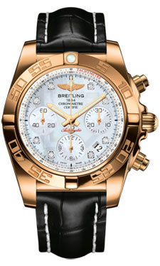 Breitling Chronomat 41 Rose Gold Polished Bezel - Croco Strap - Tang HB014012/A723-croco-black-tang Men's Watch