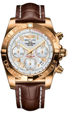 Breitling Chronomat 41 Rose Gold Polished Bezel - Croco Strap - Deployant HB014012/A748-croco-brown-deployant Men's Watch