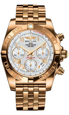 Breitling Chronomat 41 Rose Gold Polished Bezel - Pilot Bracelet HB014012/A748-pilot-rose-gold Men's Watch