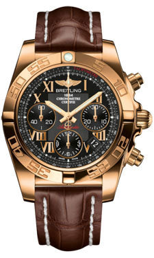 Breitling Chronomat 41 Rose Gold Polished Bezel - Croco Strap - Tang HB014012/BC08-croco-brown-tang Men's Watch