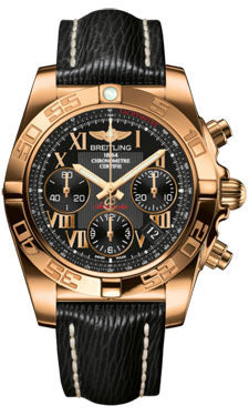 Breitling Chronomat 41 Rose Gold Polished Bezel - Sahara Leather Strap HB014012/BC08-sahara-black-tang Men's Watch