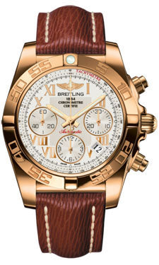 Breitling Chronomat 41 Rose Gold Polished Bezel - Sahara Leather Strap HB014012/G759-sahara-brown-tang Men's Watch