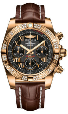 Breitling Chronomat 41 Rose Gold Diamond Bezel - Croco Strap - Deployant HB0140AA/BC08-croco-brown-deployant Men's Watch