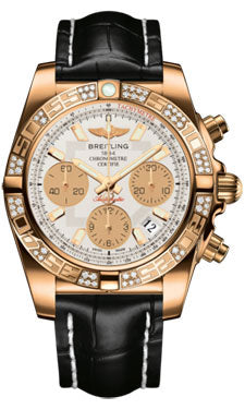 Breitling Chronomat 41 Rose Gold Diamond Bezel - Croco Strap - Deployant HB0140AA/G713-croco-black-deployant Men's Watch