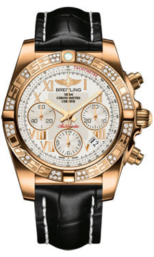 Breitling Chronomat 41 Rose Gold Diamond Bezel - Croco Strap - Deployant HB0140AA/G759-croco-black-deployant Men's Watch