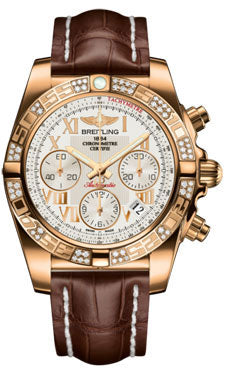 Breitling Chronomat 41 Rose Gold Diamond Bezel - Croco Strap - Deployant HB0140AA/G759-croco-brown-deployant Men's Watch