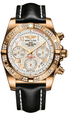 Breitling Chronomat 41 Rose Gold Diamond Bezel - Leather Strap - Deployant HB0140AA/G759-leather-black-deployant Men's Watch