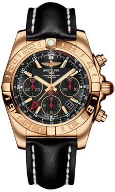 Breitling Chronomat 44 GMT Rose Gold HB0421L3/BC18 Leather-Black-Deployant Men's Watch