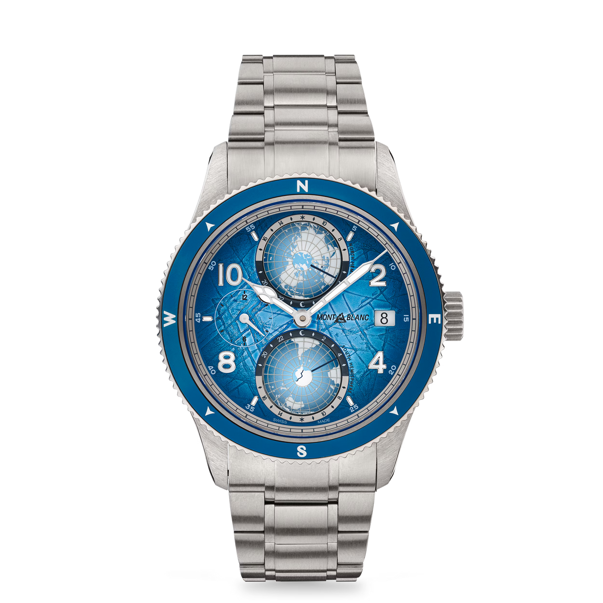 Montblanc 1858 Geosphere 0 Oxygen South Pole Exploration Limited Edition - 1990 pieces - TITANIUM, STEEL, ALUMINIUM - Light blue - Montblanc® US MB130961