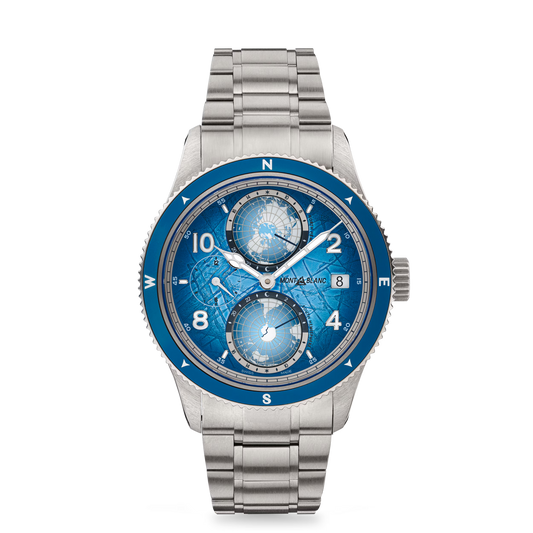 Montblanc 1858 Geosphere 0 Oxygen South Pole Exploration Limited Edition - 1990 pieces - TITANIUM, STEEL, ALUMINIUM - Light blue - Montblanc® US MB130961