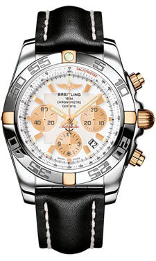 Breitling Chronomat 44 Two-Tone Polished Bezel - Leather Strap - Tang IB011012/A696-leather-black-tang Men's Watch