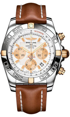 Breitling Chronomat 44 Two-Tone Polished Bezel - Leather Strap - Tang IB011012/A696-leather-gold-tang Men's Watch