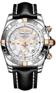 Breitling Chronomat 44 Two-Tone Polished Bezel - Leather Strap - Tang IB011012/A698-leather-black-tang Men's Watch