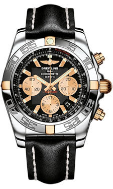 Breitling Chronomat 44 Two-Tone Polished Bezel - Leather Strap - Deployant IB011012/B968-leather-black-deployant Men's Watch