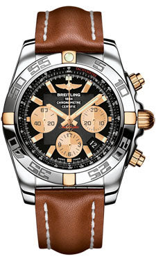 Breitling Chronomat 44 Two-Tone Polished Bezel - Leather Strap - Deployant IB011012/B968-leather-gold-deployant Men's Watch