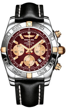 Breitling Chronomat 44 Two-Tone Polished Bezel - Leather Strap - Tang IB011012/K524-leather-black-tang Men's Watch