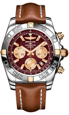 Breitling Chronomat 44 Two-Tone Polished Bezel - Leather Strap - Tang IB011012/K524-leather-gold-tang Men's Watch