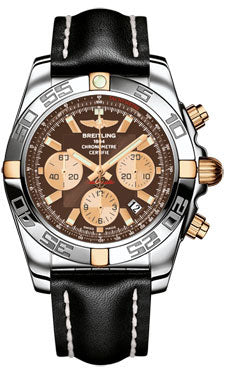 Breitling Chronomat 44 Two-Tone Polished Bezel - Leather Strap - Tang IB011012/Q576-leather-black-tang Men's Watch