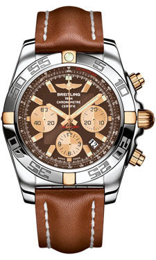 Breitling Chronomat 44 Two-Tone Polished Bezel - Leather Strap - Deployant IB011012/Q576-leather-gold-deployant Men's Watch