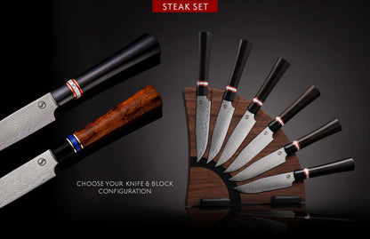 William Henry K20 Kultro Gourmet Steak Knives - Ebony / Red Maple K20S-ERM